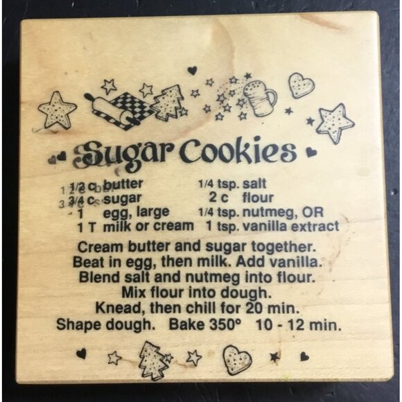 PSX Sugar Cookies Recipe Wooden Rubber Stamp G-1150, 1993 - Picture 1 of 3